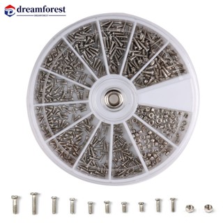12 Tipos 600 Peças De Parafusos De Aço Inoxidável Kit De Sortimento De Porcas M1 M1.2 M1.4 M1.6