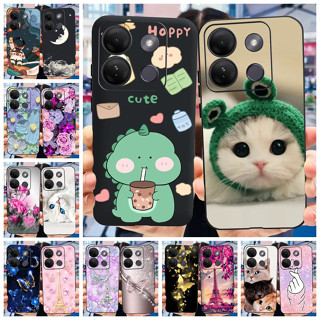 Infinix Smart 7 HD 2023 Capa De Celular Fofa Estampa De Gato Dinossauro Smart7 7HD X6516 Flexível De Silicone TPU Preta
