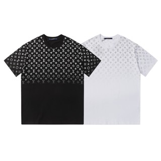 Novo Estilo 240g Tecido de Fio Duplo Logotipo Carta de Alta Qualidade Impressão Completa Camiseta Moda Tudo em Combinação Casual Homens de Manga Curta Estilo Mulher Mesmo Estilo