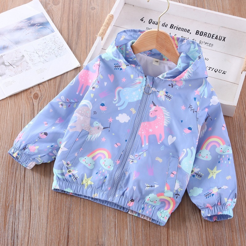 Casaco À Prova De Vento Para Crianças De Primavera E Outono Meninas Unicórnio Colorido De Manga Comprida Baby Fashion Western