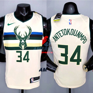 Masculino Camisa 2023NBA Milwaukee Bucks Giannis Antatokounmpo Camiseta Jogador De Basquetebol Branco Jersey