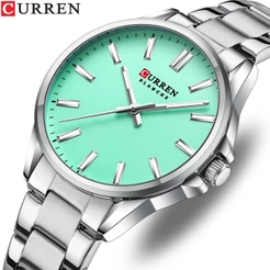 CURREN Relógio De Casal Feminino Nobre Elegante Moda Casual Design Simples Cinta De Aço Inoxidável Ponteiros Luminosos De Quartzo À Prova D'água 9090 X