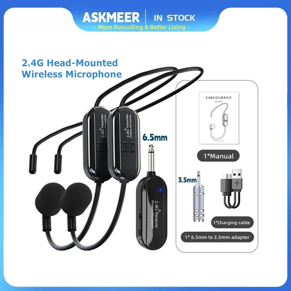 Microfone De Cabeça Sem Fio 2.4G/Mão 2 Em 1 Alcance De 160 Pés Microfones Para Ensino Do Sistema PA Amplificador em Oferta na Shopee