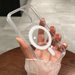 Para iPhone 11 12 13 14 15 Pro Plus Max X Xr Xs 7 8 Caixa De Telefone Magnética Transparente À Prova De Choque Rígido PC