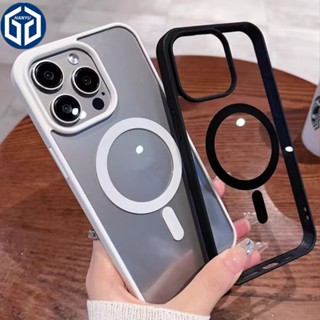 Caixa Magnética Acrílica Sem Fio De Luxo Compatível Para iphone 15 Pro Max Protetora Transparente 14 13 12 11 XS XR 7 8 Plus Capa Traseira Dura