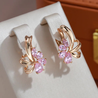 Brincos Geométricos Zircônio Rosa Elegante Gota Para Mulheres 18K Com Banho De Ouro Keep Color Party Jóias Sexy Hipoalergênicas