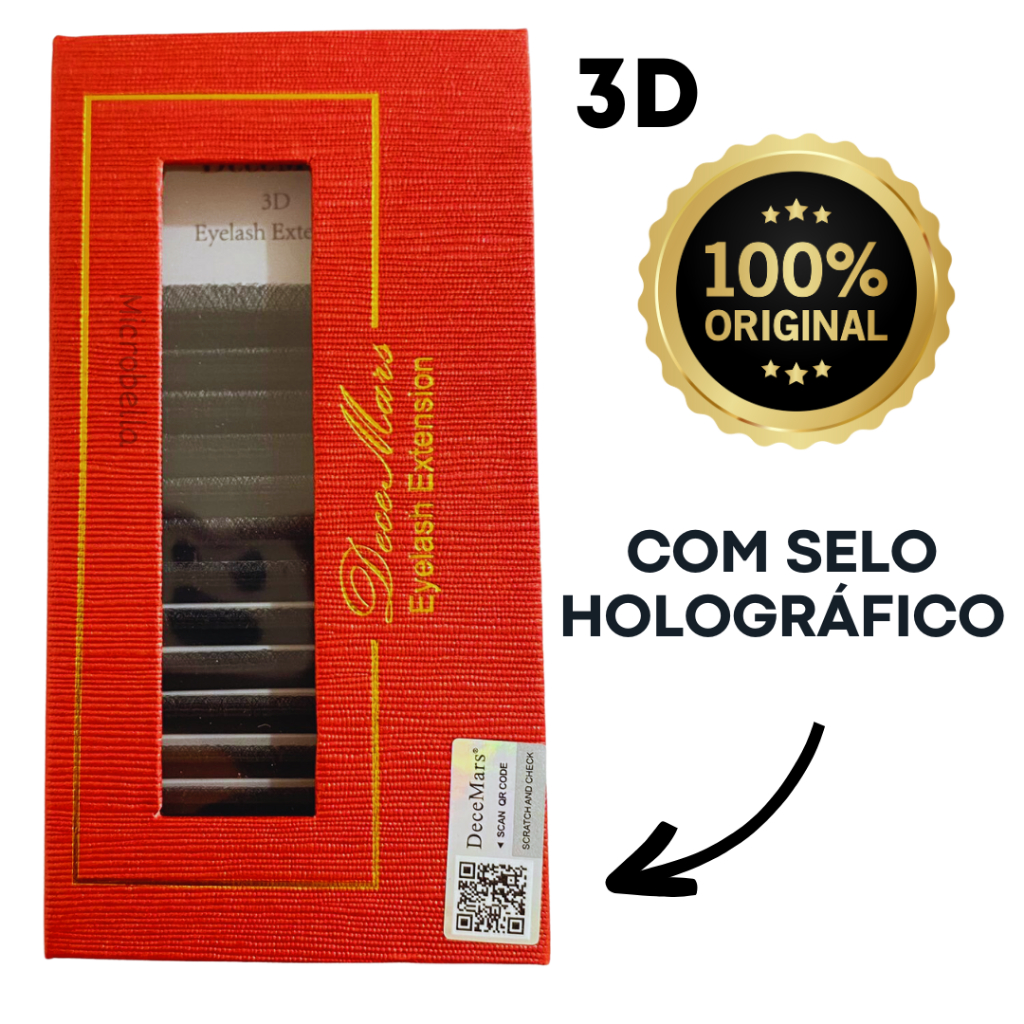 Decemars Original W 3D Cílios Com Selo Egípcio Volume W3D Brasileiro Alongamento Extensão De Mega Maquiagem .