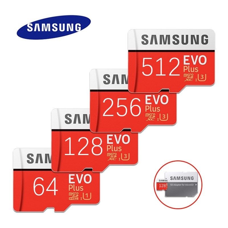 Cartão De Memória Flash 100 % SAMSUNG Original EVO Plus Microsd 128G 32GB 64GB TF 256gb 512G Classe 10 UHS-I De Alta Velocidade