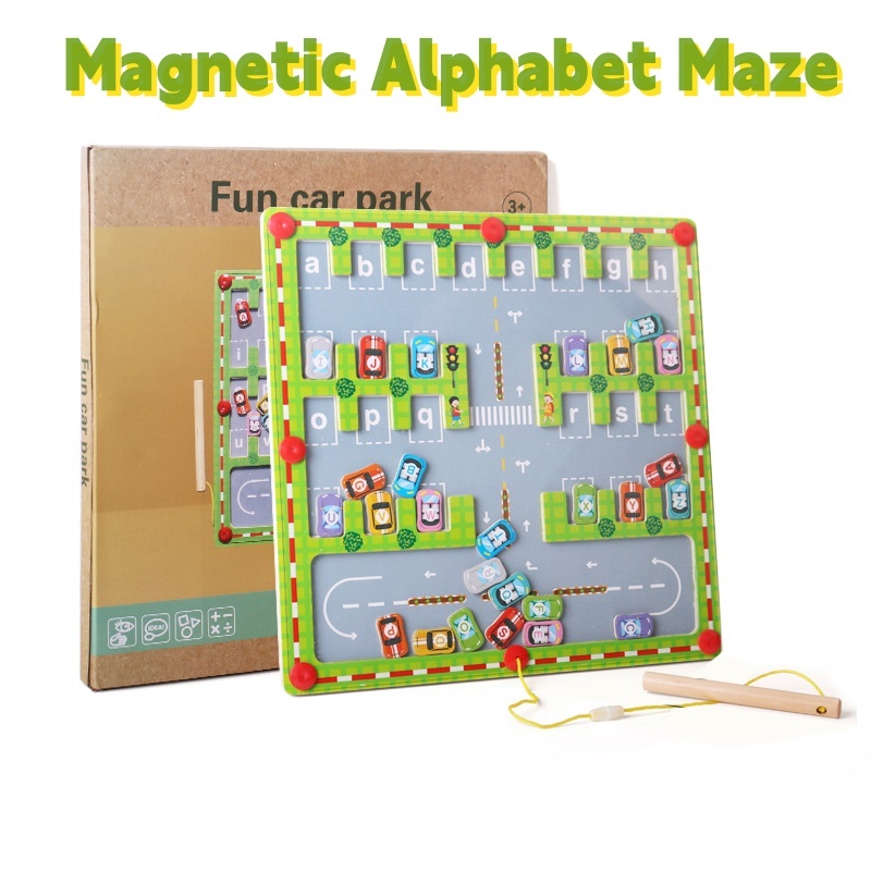 Magnetic Alphabet Maze Board , Jogo De Quebra-Cabeça Com Ímã De Madeira Montessori , Adequado Para Atividades De Aprendizagem Pré-Escolar Crianças , Brinquedos De Habilidades Motoras Finas