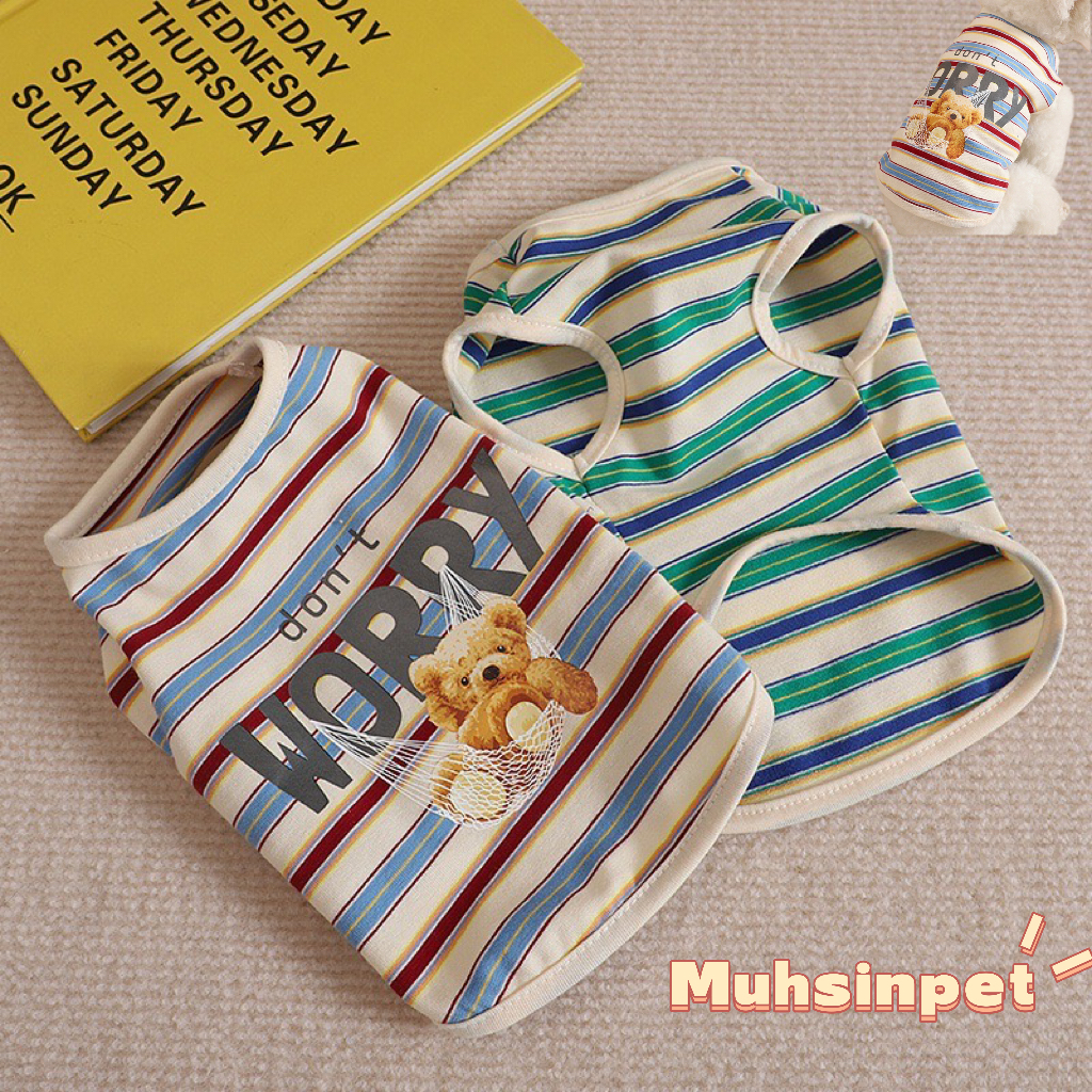 【Muhsinpet】Roupas para cães e gatos Bonito colete de etiqueta de ursinho de pelúcia