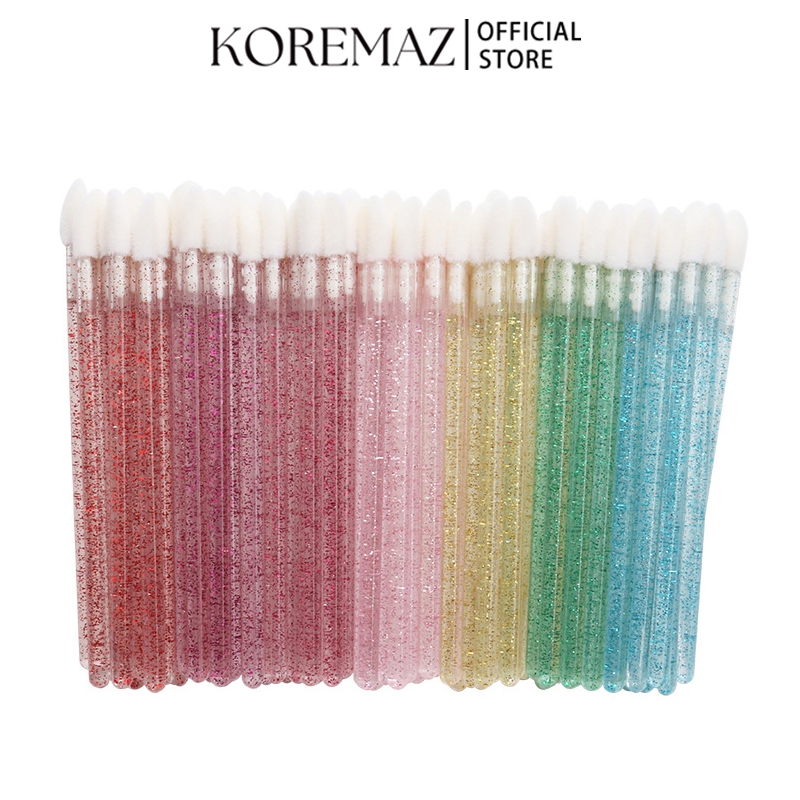 KOREMAZ 50/100pcs Pincéis Descartáveis De Maquiagem Extensões De Cílios Crystal Eyelashes Aplicadores De Cabo Labial Cosmético