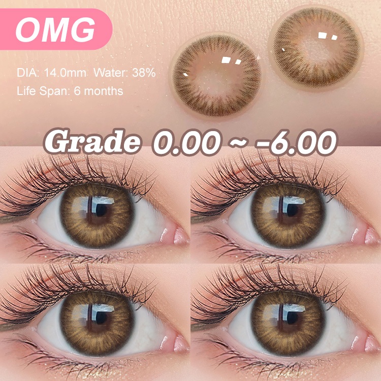 (0,00~ -6,00)Magister lente de contato colorida com grau 14.0mm Marrom/Cinza/Preto 2 Peças/Par Com Estojo De Lentes em Oferta na Shopee