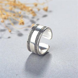 Temperamento Simples 925 Sterling Silver Ring Moda Retro Thai Silver Leaf Pattern Glossy Anel Aberto Único Anel Aberto Feminino Jóias Acessórios CR069 em Oferta na Shopee