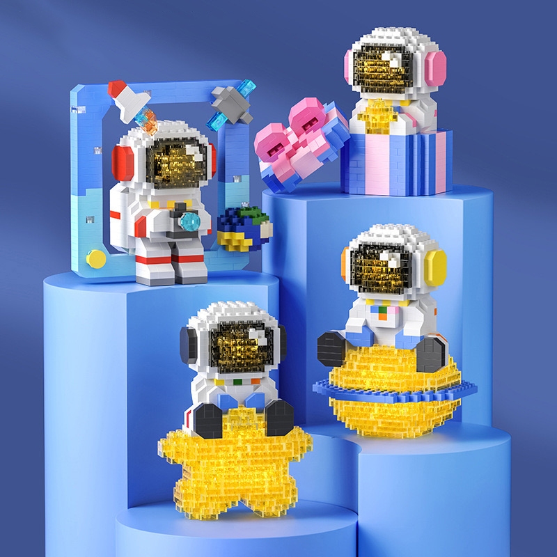 Astronauta Doll Cartoon Building Block Bricks Toy Assembly Particle Children Desenvolvimento Educação Coleção Brinquedos Quebra-Cabeça Meninos E Meninas Aniversário Infantis