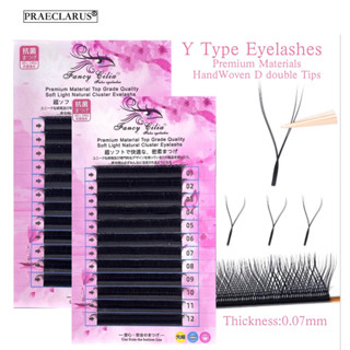 fancy Cilia , Extensões De Pestanas Tipo Y , Falsas Tecido De Malha Tecida , 1 Curva , C D DD 0,07 mm Em premium Tecidas À Mão , Forma f
