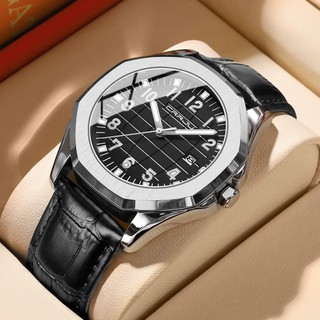 CRRJU Estilo casual top Moda De Luxo Tendência original Autêntico design Simples Pulseira De Couro Luminosa Mãos De Quartzo Relógio Masculino À Prova D