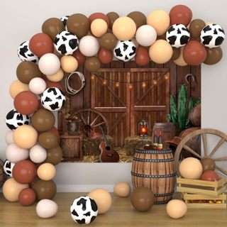 Decorações Da Festa Ocidental Kit Balão Oeste Selvagem Arch Cavalo Barn Cowboy Banner Para Meu Primeiro Rodeo Aniversário Baby Shower Supplies em Oferta na Shopee