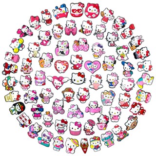 Lindo Jibz 1pcs cartoon sanrio Hellokitty Croc Encanta Sapatos Pins Acessórios Decorar Chinelos Sandálias Fivela Garotas Presentes De Festa