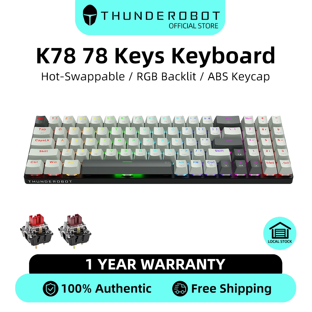 Teclado mecânico Thunderobot K78 com retroiluminação RGB, teclado com fio hot-swappable, 78 teclas, teclado para jogos - Computers & Accessories