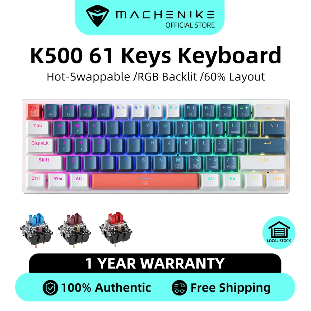 Machenike K500 B61 Teclado Mecânico Com Fio 60 % Teclas RGB ...