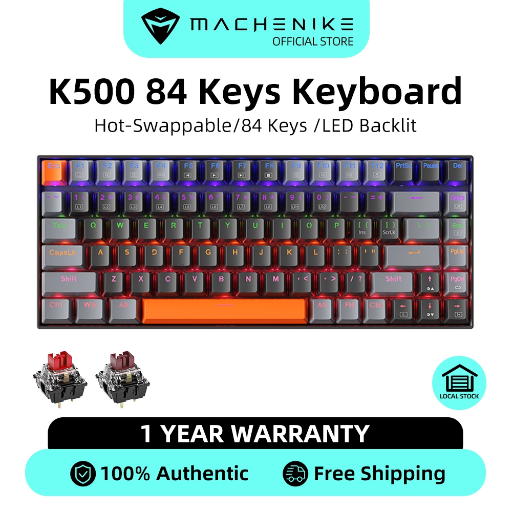 Teclado Mecânico Machenike K500 B84 Hot-Swappable 84 Teclas De Jogo LED Retroiluminado