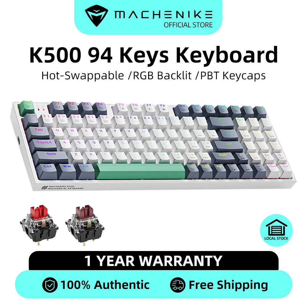 Teclado Mecânico Machenike K500 Com Fio 94 Teclas Rgb Luz De Fundo Hot Swappable