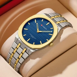 CURREN Relógio Masculino Nova Marca Original Correia De Aço Inoxidável Moda Simples 38MM Discagem Casual Negócios Esportivos Quartzo À Prova D'água 8444 X