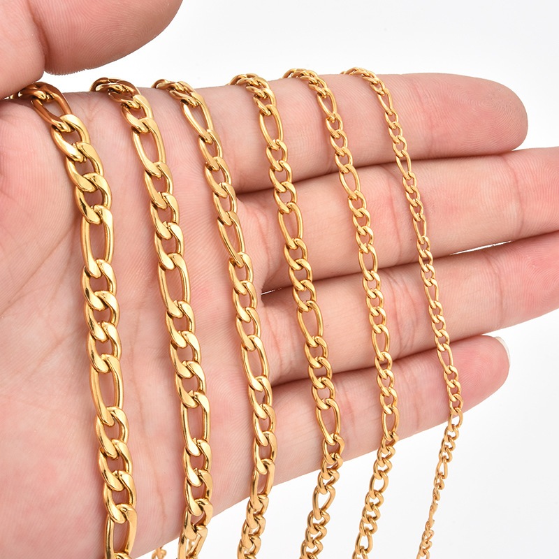 18K Gold Plating 304 Corrente De Aço Inoxidável Figaro Chain Popular Colar De Hip Hop Homens E Mulheres Acessórios De Moda De Alta Qualidade Para Bricolagem