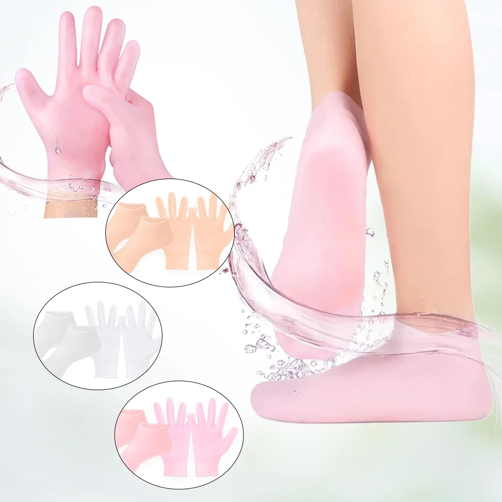 2Pcs Meias De Silicone Para O Cuidado Dos Pés Gel Hidratante Anti-Rachaduras Removedor De Pele Morta Ferramentas De Alívio Da Dor Protetora Pedicure