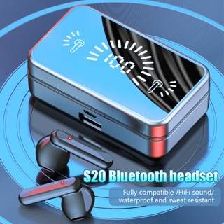S20 Mirror Bluetooth 5.2 Sem Fio Com LED De Toque 3D Estéreo Esportivo À Prova D