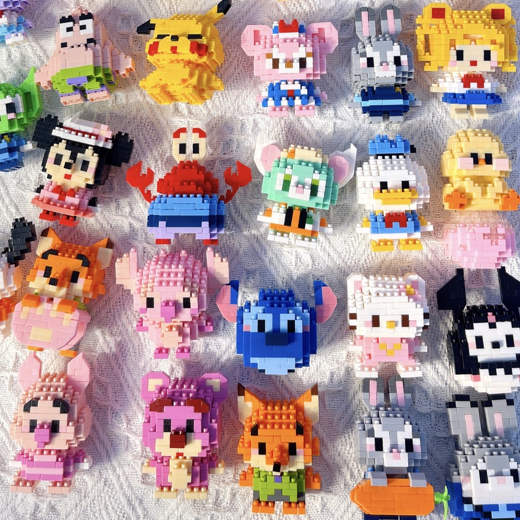 Pequenos Blocos De Construção De Bonecas De Partículas Para Crianças , Brinquedos De Decoração Montadas Educativos De Haste