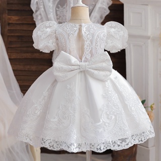 Vestido De Noiva Para Meninas Flores Festa De Casamento De Verão Bebê Tutu Bordado De Renda Batismo Toddler Branco em Oferta na Shopee