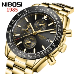 NIBOSI Relógio Calendário Multifuncional Luminoso original De Quartzo Analógico 30M Em Aço Inoxidável À Prova D'água Para Homens