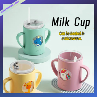 Copo Para Crianças Com Leite Graduado , De Vidro De Palha anti-Gotas Água Potável Bebês Bonito E Resistente Ao Calor em Oferta na Shopee