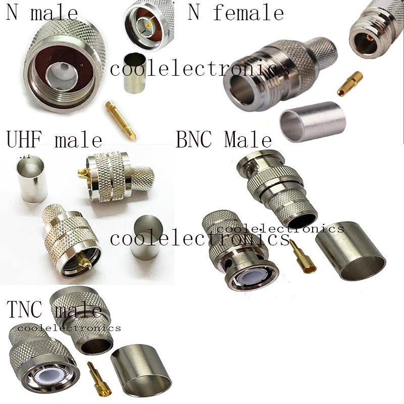 5 Pçs N UHF PL259 BNC TNC Macho Fêmea Jack Crimp Adaptador Conector Para RG8 RG213 RG214 7D-FB LMR400 50-7 Cabo Coaxial