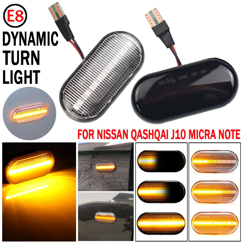Sinal dinâmico de giro do lado do carro Sinal dinâmico de giro LED Adequado para Nissan Tiida C11 Nota E11 NE11 Micra K12 NP300 Navara D40 Livre Convidado J10