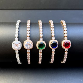Pulseira De Pedra Zircon Completa De Zircônio Ajustável Feminina Jóias De Encanto De Açúcar Colorido