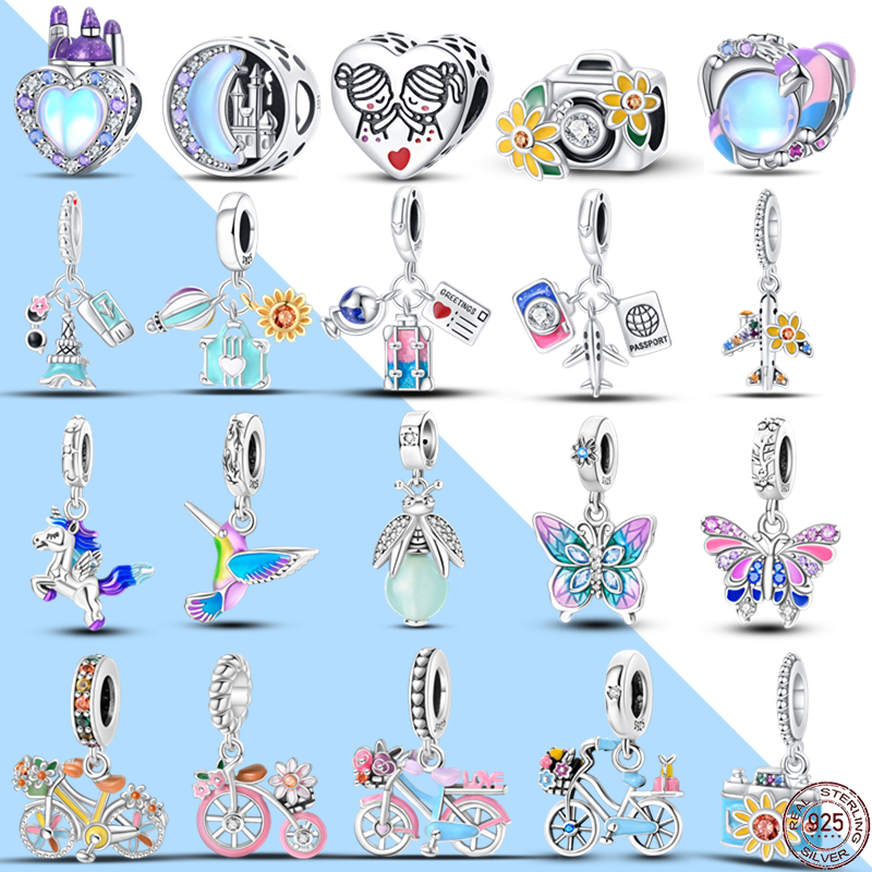 100% 925 Silver Cute Fairy Tale Castle Beaded Charm Beads Adequado para Pulseira de Bricolage Pan Charm Ladies Presente Original