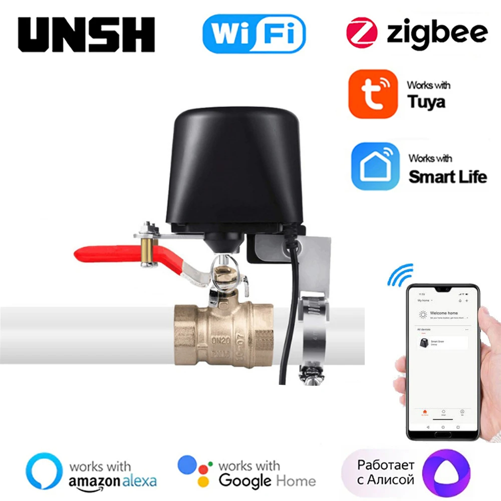 Tuya Smart Zigbee WiFi Interruptor Inteligente De Válvula De Gás De Água Jardim Torneira C...