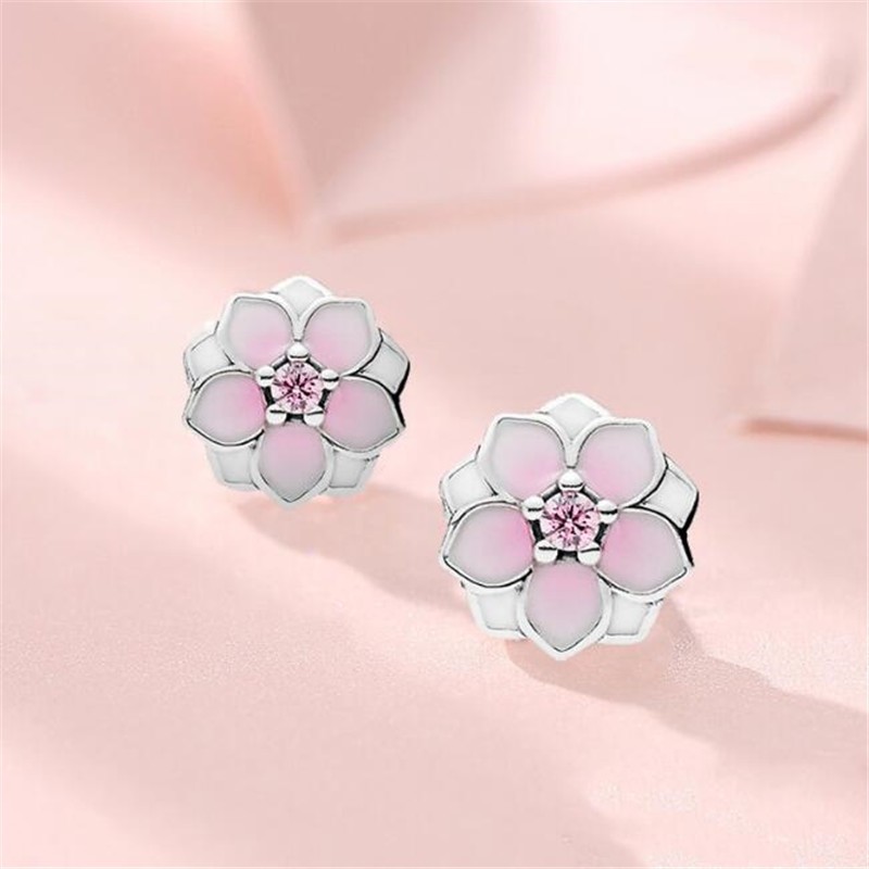 925 Brincos de prata esterlina Brincos de prata esterlina Moda Temperamento Flor Rosa Micro-Inlaid Brincos Diamante Rosa Feminino Moda Simples Moda Leve Luxo Alta Flor Petal Design Brincos Estudantis Brincos Exclusivos Brincos Doce Dia dos Namorados CE051