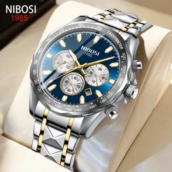 Relógio De Quartzo Criativo De Luxo NIBOSI Original Masculino Aço Inoxidável Para Homens De Negócios