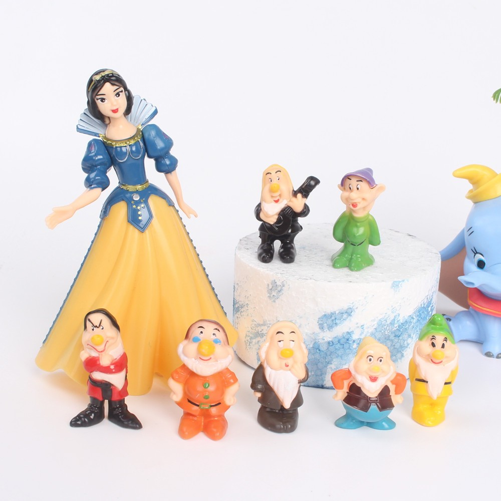 8 Pçs/Set Princesa Dos Desenhos Animados Branca De Neve E Os Sete Anões Q Versão Figuras De Ação De Plástico Modelo Deco