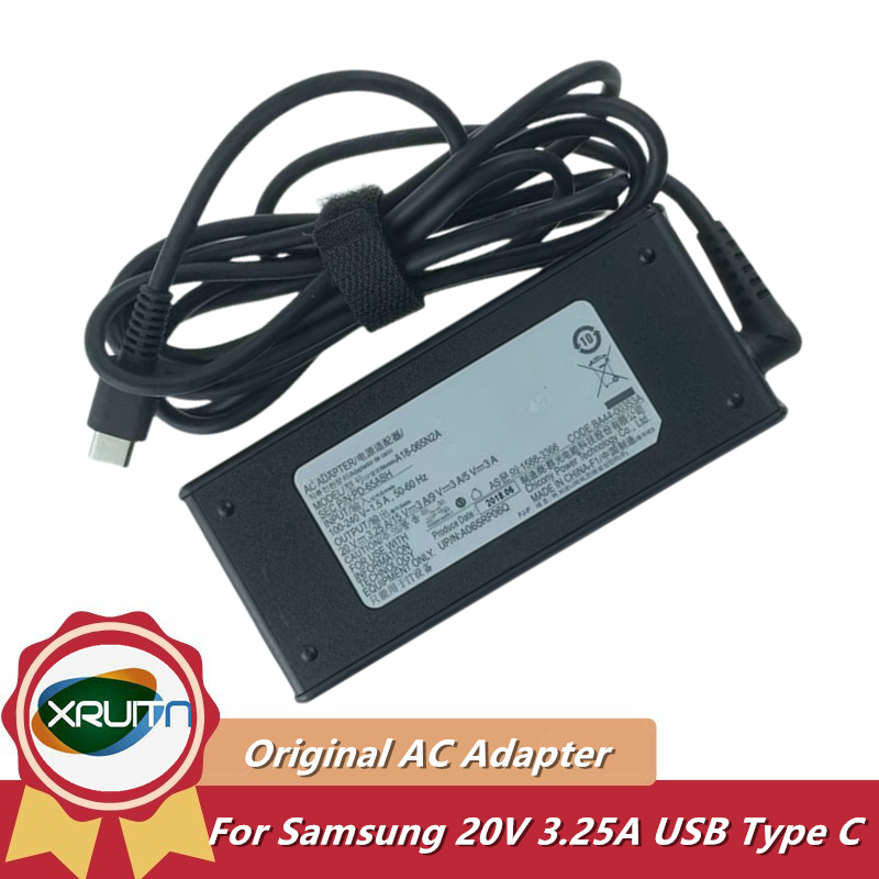 Original A18-065N2A 20V 3.25A 65W Adaptador AC PA-1650-96 Carregador Para Samsung Galaxy Book Pro NP950XDB-KE6US PD-65ABH A065RP06Q