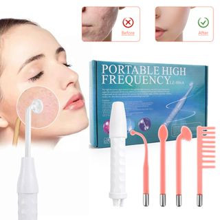 4 in1 Aparelho Alta Frequência Bivolt Óculos Eletrodo Com Tubo De Vidro De Eletrodosão / Removedor De Pontos Acne