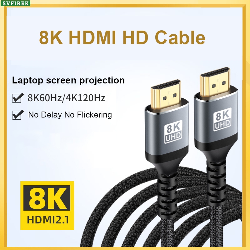 Cabo HDMI 8K HDMI2.1 48Gbps Macho Para De Áudio Vídeo Interruptor Divisor 3D Super Clear HDR Monitores PC Portátil 8K/60Hz 4K/120Hz 1440p/144Hz