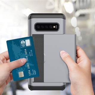 Samsung Galaxy S10 Plus/S10E/S9/S8 Mala Rígida Blindada À Prova De Choque Com Função De Slot De Crédito Para Carteira em Oferta na Shopee
