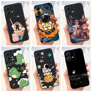Para Moto Motorola G84 Caixa 2023 Lovely Dinosaur Astronaut Slim Silicone Preto Macio Capa Traseira 5G XT2347