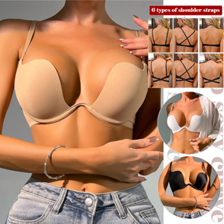 Um Sutiã sexy E Profundo De Pescoço Em V , Estilo push-up , Sem Costura , Confortável De Usar Armação De Aço Para Mulheres . Festas , Casamentos