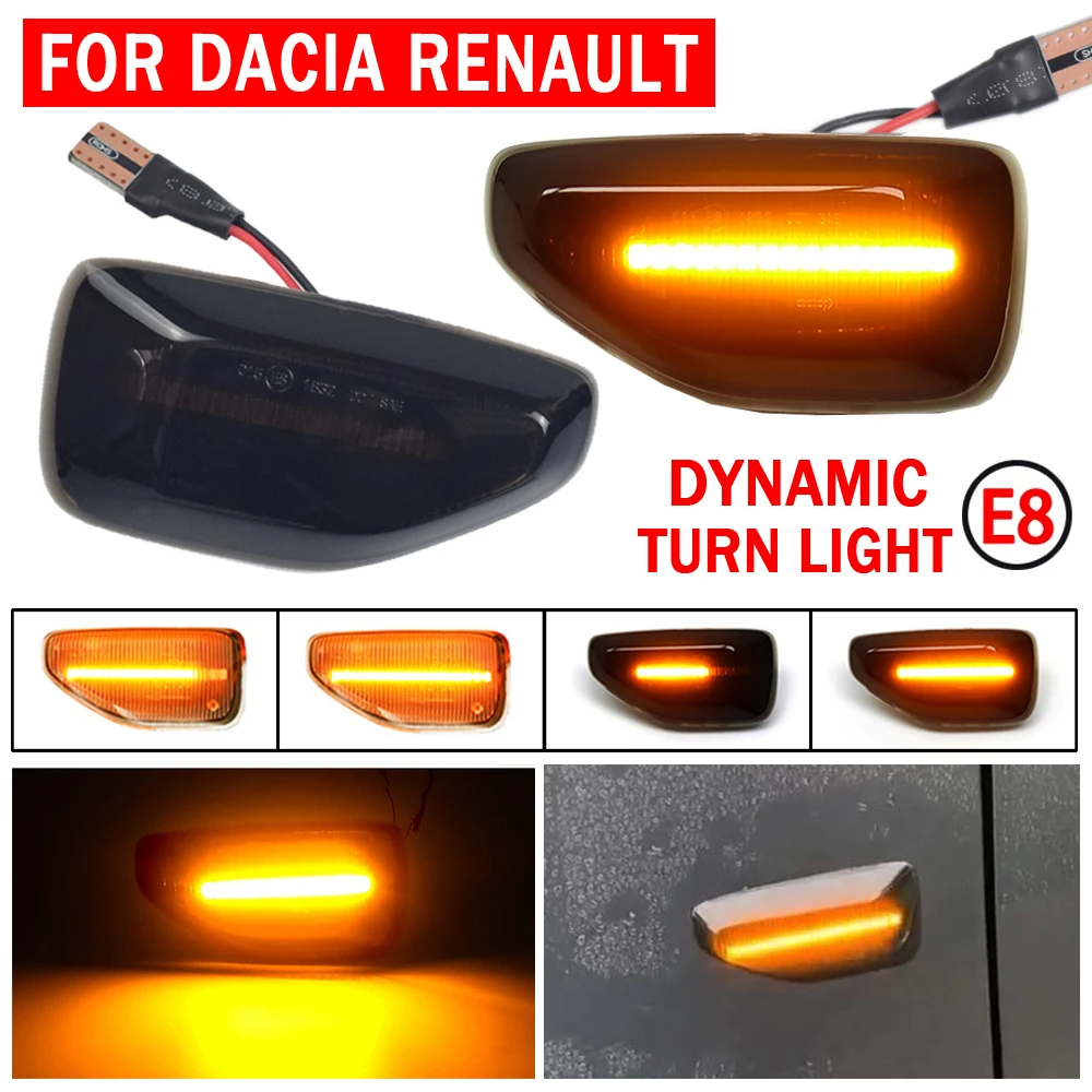 2 peças âmbar dinâmico LED luz de sinalização lateral adequada para Dacia Logan II Sandero Duster 2018 ~ luz indicadora 
