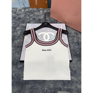 Miu Early Spring Novo Colete Estilo Primavera Carta Encravada Colete Pequeno Senhoras